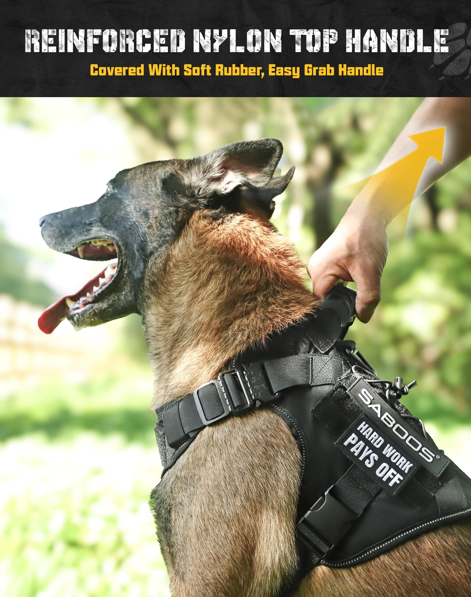 Saboos Tactical Dog Harness for Large Dogs Heavy Duty with Handle